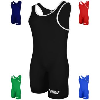 Exxact Sports Plain Wrestling Singlet, Powerlifting Singlet Youth Wrestling Singlet Men for Training (Unisex Adult/Youth)-Black-X-Small-YOUTH