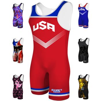 Exxact Sports Sublimated Wrestling Singlet for MMA, Powerlifting Singlet Youth Wrestling Singlet Men for Training