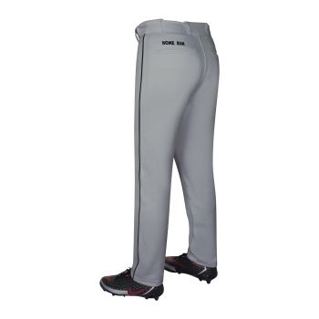 Exxact Sports Homerun Mens Baseball Pants - Full Length Baseball Pants Mens with Piping, Semi-Relaxed Open Bottom Pants Adult-Gray-Black Piping-Small